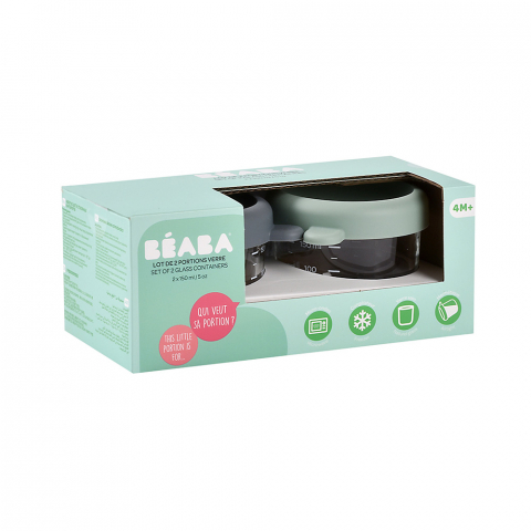 Set 2 recipiente ermetice sticla Beaba 150 ml Mineral/Sage Green [8]