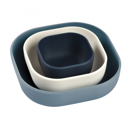 Articole hranire copii - Set 3 boluri din silicon Beaba Night Blue