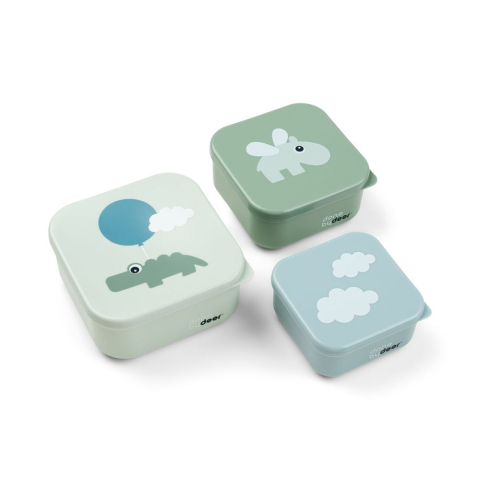 Articole hranire copii - Set 3 caserole pentru gustari Done by Deer Happy Clouds Green