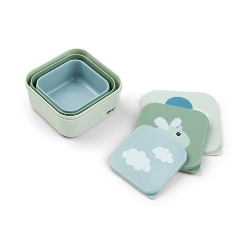 Set 3 caserole pentru gustari Done by Deer Happy Clouds Green [1]