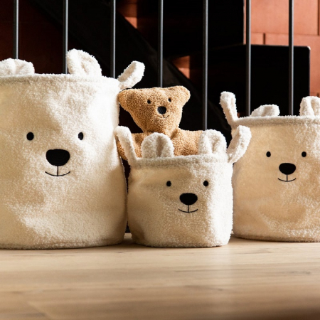 Set 3 cosuri depozitare Childhome Teddy Alb [1]