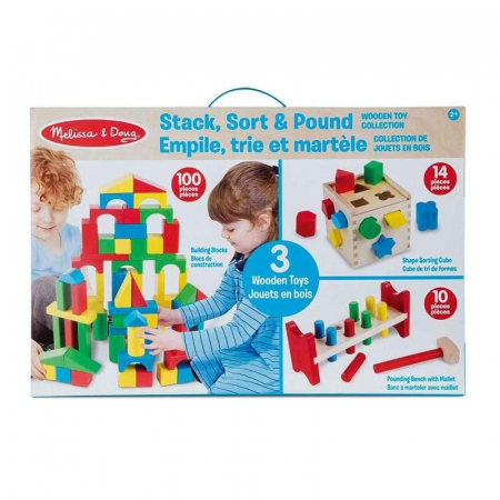 Constructii - Set 3 jucarii clasice din lemn