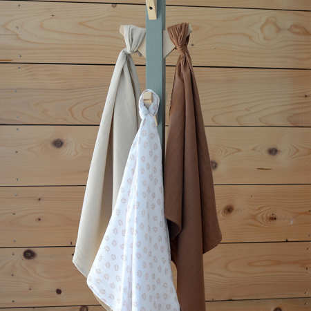Set 3 Museline Beaba bumbac organic 70x70 cm Herisson Marron [4]