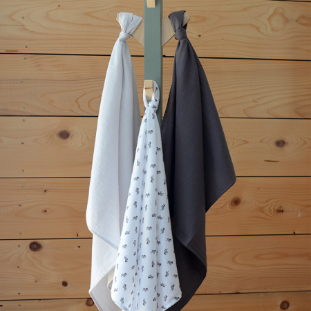 Set 3 Museline Beaba bumbac organic 70x70 cm Savana Grey [1]