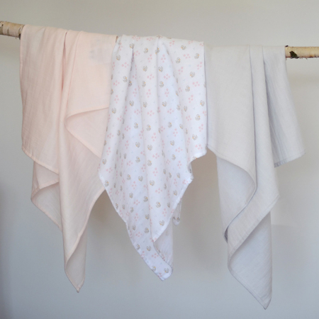 Set 3 Museline Beaba bumbac organic 70x70 cm Swan Pink [1]