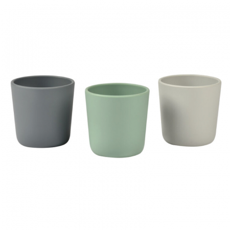 Cani si pahare - Set 3 pahare silicon Beaba Sage Green