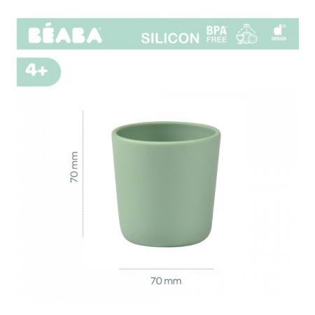 Set 3 pahare silicon Beaba Sage Green [3]