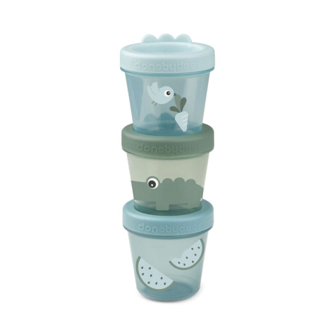Articole hranire copii - Set 3 recipiente alimente Done by Deer Croco Green