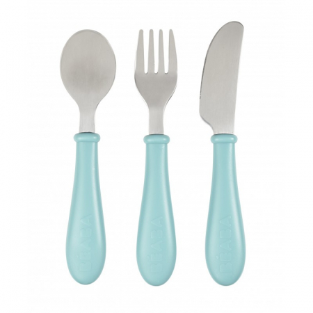 Articole hranire copii - Set 3 tacamuri inox Beaba Airy Green