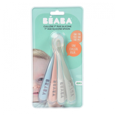Set 4 lingurite silicon +4 luni Beaba Eucalyptus [1]