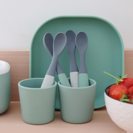 Set 4 lingurite silicon +4 luni Beaba Bicolor Mineral [2]