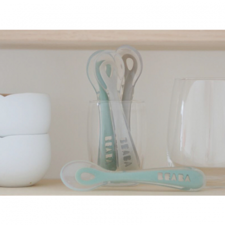 Set 4 lingurite silicon +8 luni Beaba Sage Green [1]