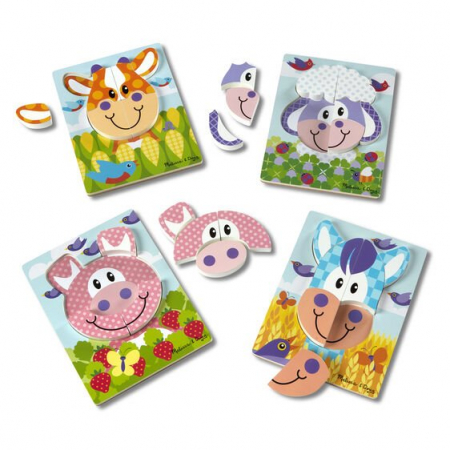 Jocuri tip puzzle - Set 4 puzzle Animale domestice - Melissa & Doug