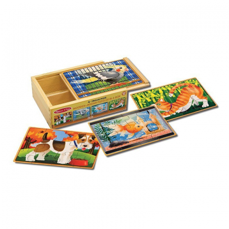 Set 4 puzzle lemn in cutie Animale de companie Melissa and Doug [0]