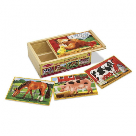 Set 4 puzzle lemn in cutie Animale domestice Melissa and Doug [0]