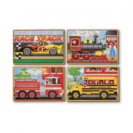 Set 4 puzzle lemn in cutie Vehicule Melissa and Doug [0]