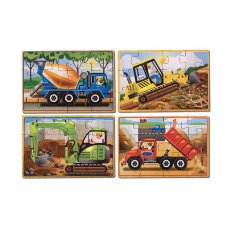 Set 4 puzzle lemn in cutie Vehicule pentru constructii Melissa and Doug [1]