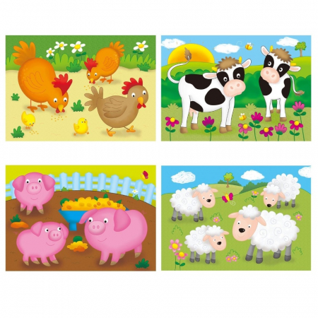Set 4 puzzle-uri Animale de la ferma (4, 6, 8, 12 piese) Galt [1]