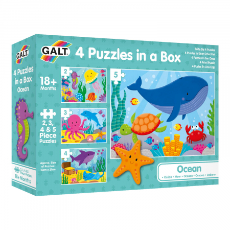 Jocuri tip puzzle - Set 4 puzzle-uri  - Oceanul vesel (2,3,4,5 piese)