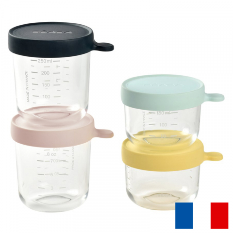 Set 4 recipiente sticla Beaba 150/250 ml Blue [0]