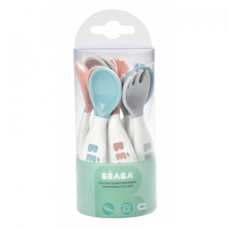 Resigilate - Set 6 lingurite si 4 furculite Beaba Blue/Pink - Resigilat