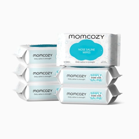 Produse pentru baie - Set 6 pachete servetele umede pentru nas bebelusi Momcozy cu solutie salina