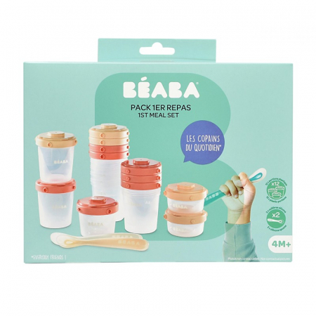 Set 12 recipiente ermetice si 2 lingurite silicon Beaba Pink [4]