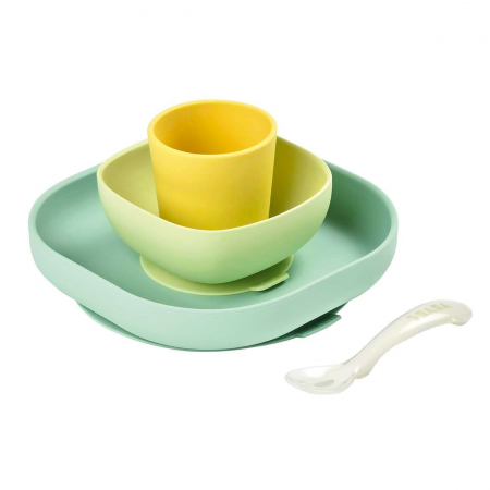 Set de masa silicon Beaba 4 piese Galben