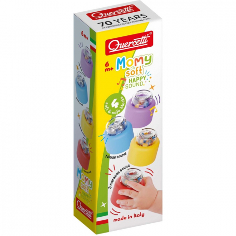 Jucarii bebelusi - Set blocuri moi Quercetti Momy Soft Happy Sound 4 piese