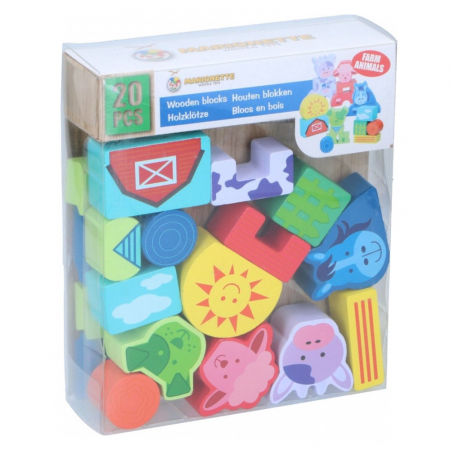 Seturi constructie copii - Set constructie din lemn Marionette animale domestice 20 piese