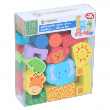 Seturi constructie copii - Set constructie din lemn Marionette animale salbatice 20 piese