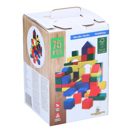 Seturi constructie copii - Set constructie din lemn Marionette forme geometrice 75 piese
