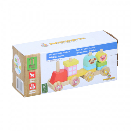 Seturi constructie copii - Set constructie din lemn Marionette Tren 11 piese