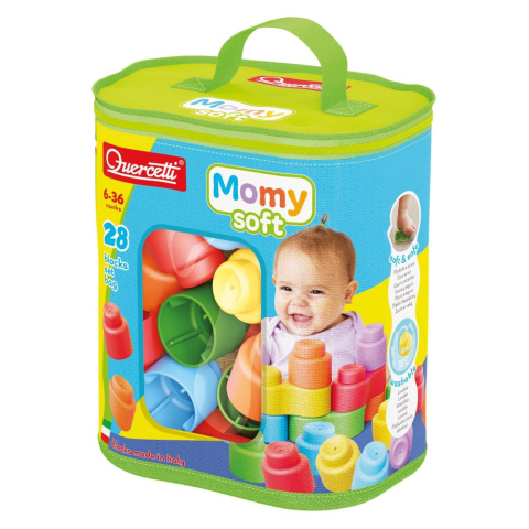Jucarii si jocuri copii - Set constructie Quercetti Momy Soft cuburi moi 28 piese