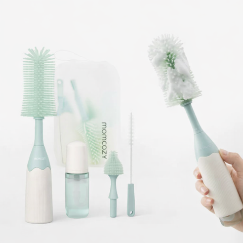 Biberoane tetine suzete - Set curatare biberoane Momcozy cu spuma 360 Push-Press Green