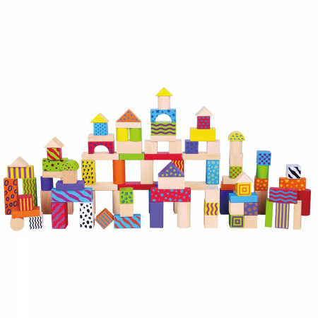 Seturi constructie copii - Set de 100 de Cuburi din Lemn New Classic Toys