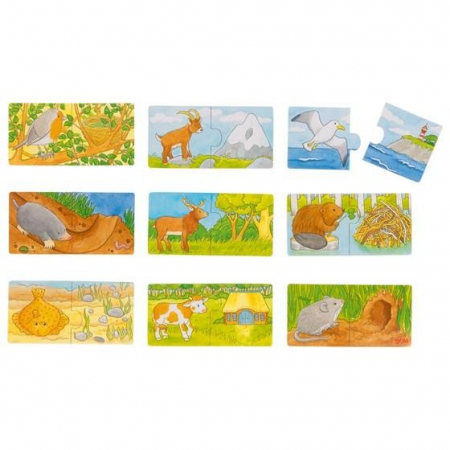 Jocuri tip puzzle - Set de 9 puzzleuri Unde locuiesc animalele?