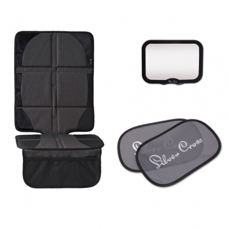 Accesorii transport copii - Set de calatorie Silver Cross, oglinda retrovizoare, parasolar, protectie bancheta