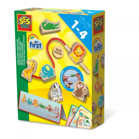 Jucarii interactive - Set de Insirat-Animale din Lemn