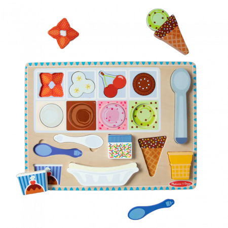 Jocuri tip puzzle - Set de joaca din lemn si puzzle magnetic Inghetata