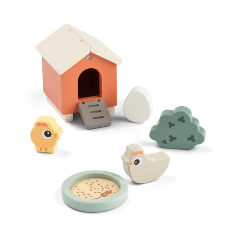 Jucarii si jocuri copii - Set de joaca din lemn Tiny Farm Done by Deer Clucky Multicolor