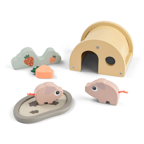 Jucarii si jocuri copii - Set de joaca din lemn Tiny Farm Done by Deer Pigee Multicolor