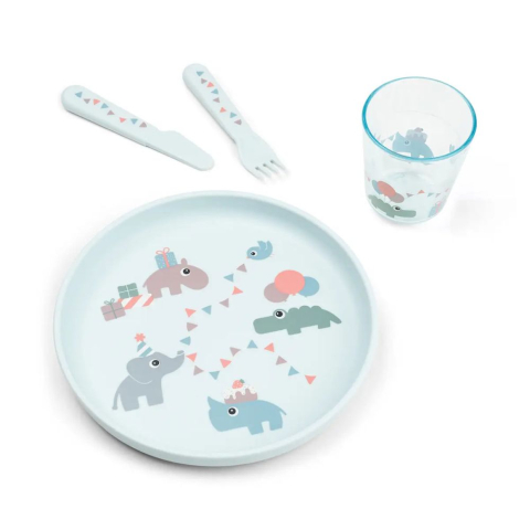 Articole hranire copii - Set de masa Done by Deer Foodie Celebration Blue