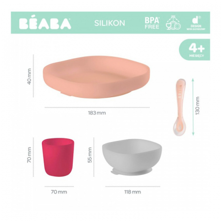 Set de masa silicon Beaba 4 piese Pink [2]