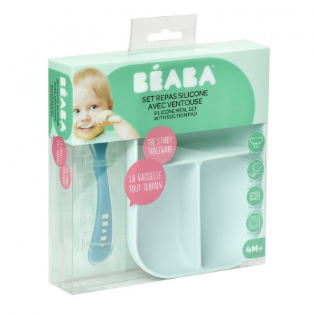 Set de masa silicon Beaba 2 piese Blue [4]