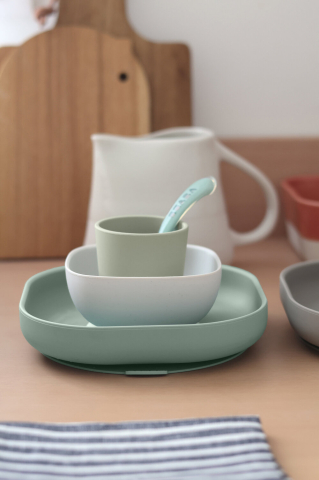 Set de masa silicon Beaba 4 piese Sage Green [2]