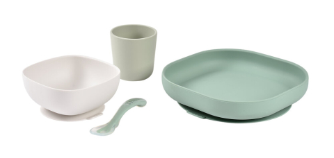 Set de masa silicon Beaba 4 piese Sage Green [1]