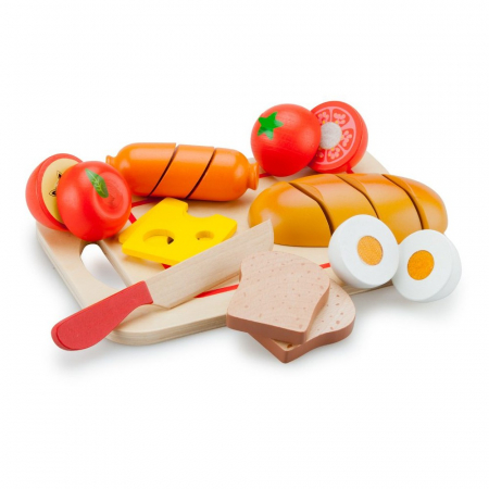 Jucarii de rol - Set din Lemn Platou cu Diferite Alimente, New Classic Toys