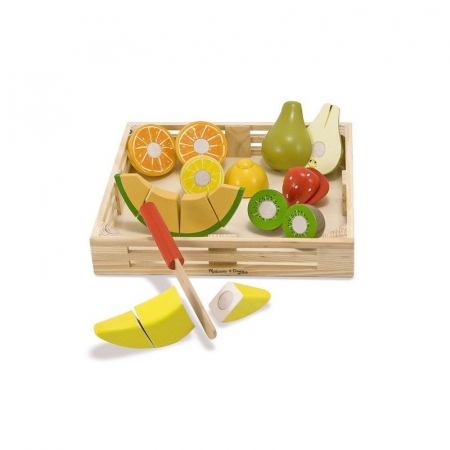 Jucarii de rol - Set fructe lemn pentru taiat - Melissa & Doug