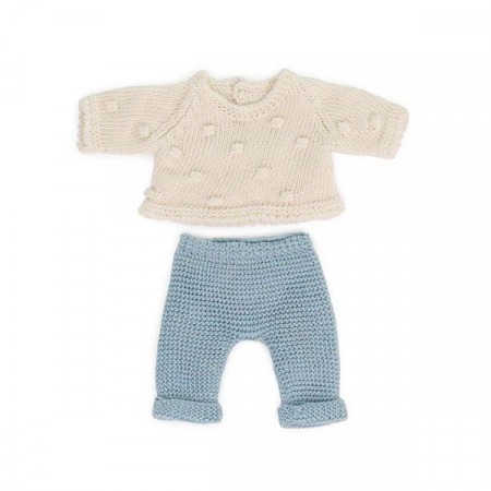 Papusi - Set imbracaminte pantaloni si pulover pentru papusa 21 cm
